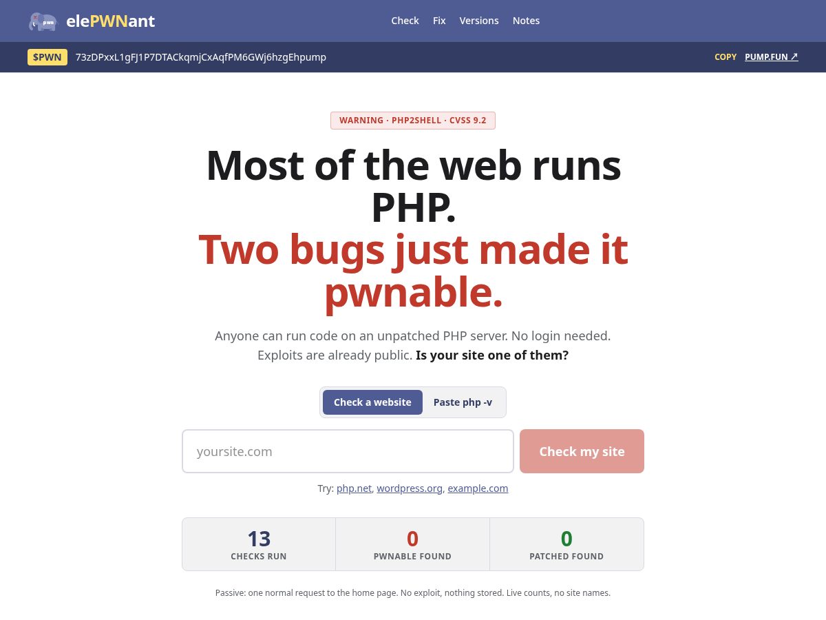 Landing-page snapshot of elepwnant.xyz