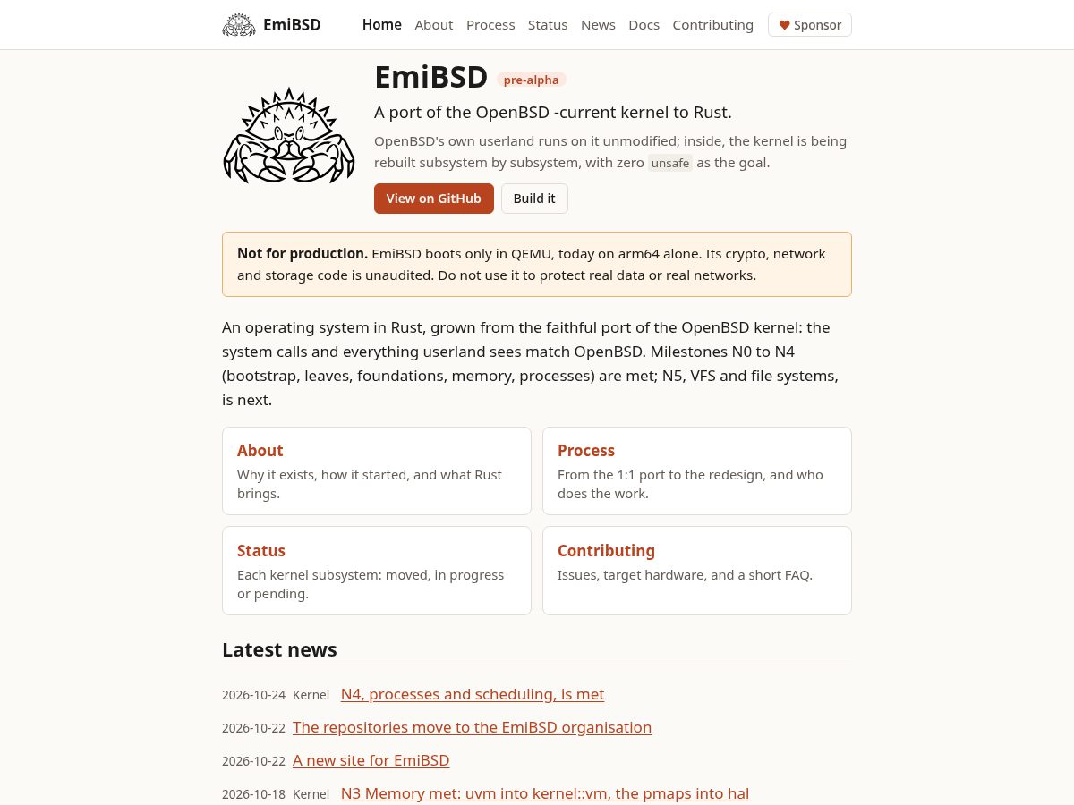 Landing-page snapshot of emibsd.org
