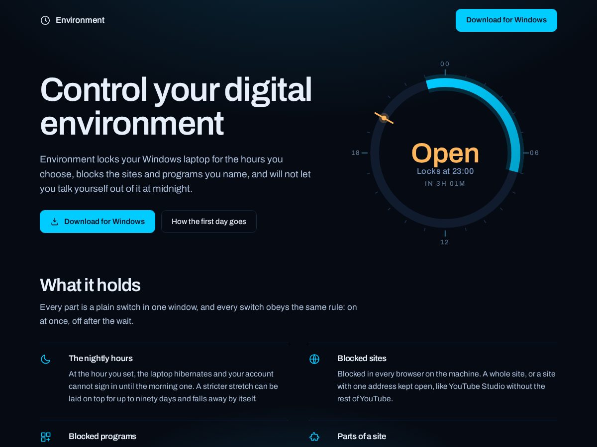 Landing-page snapshot of envyronmentapp.com