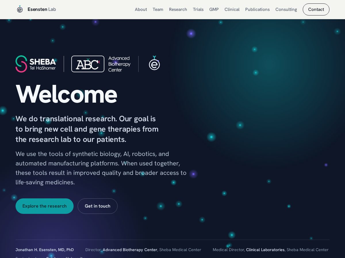 Landing-page snapshot of esenstenlab.health