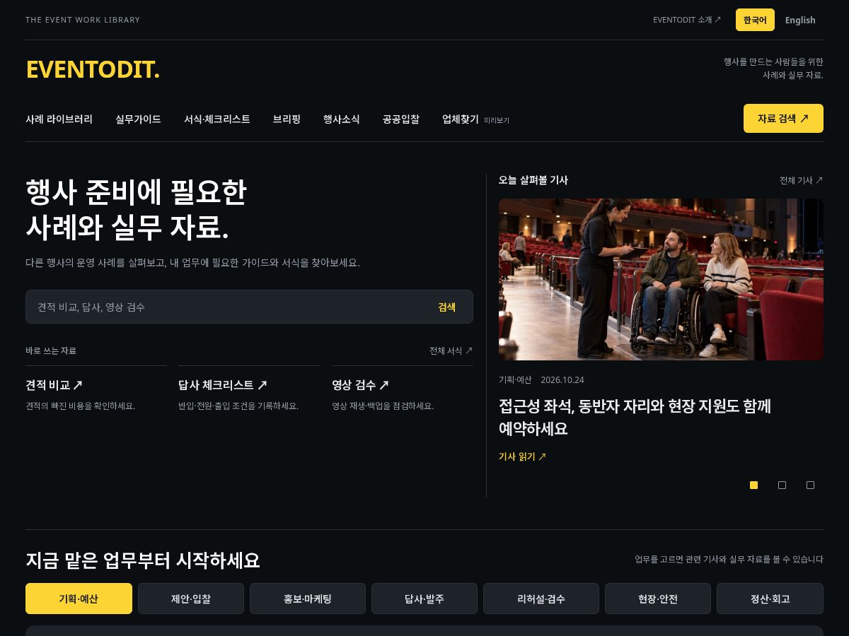 Landing-page snapshot of eventodit.com
