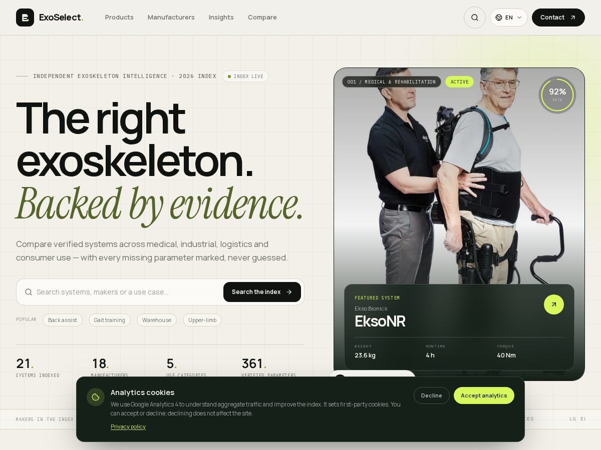 Landing-page snapshot of exoselect.com