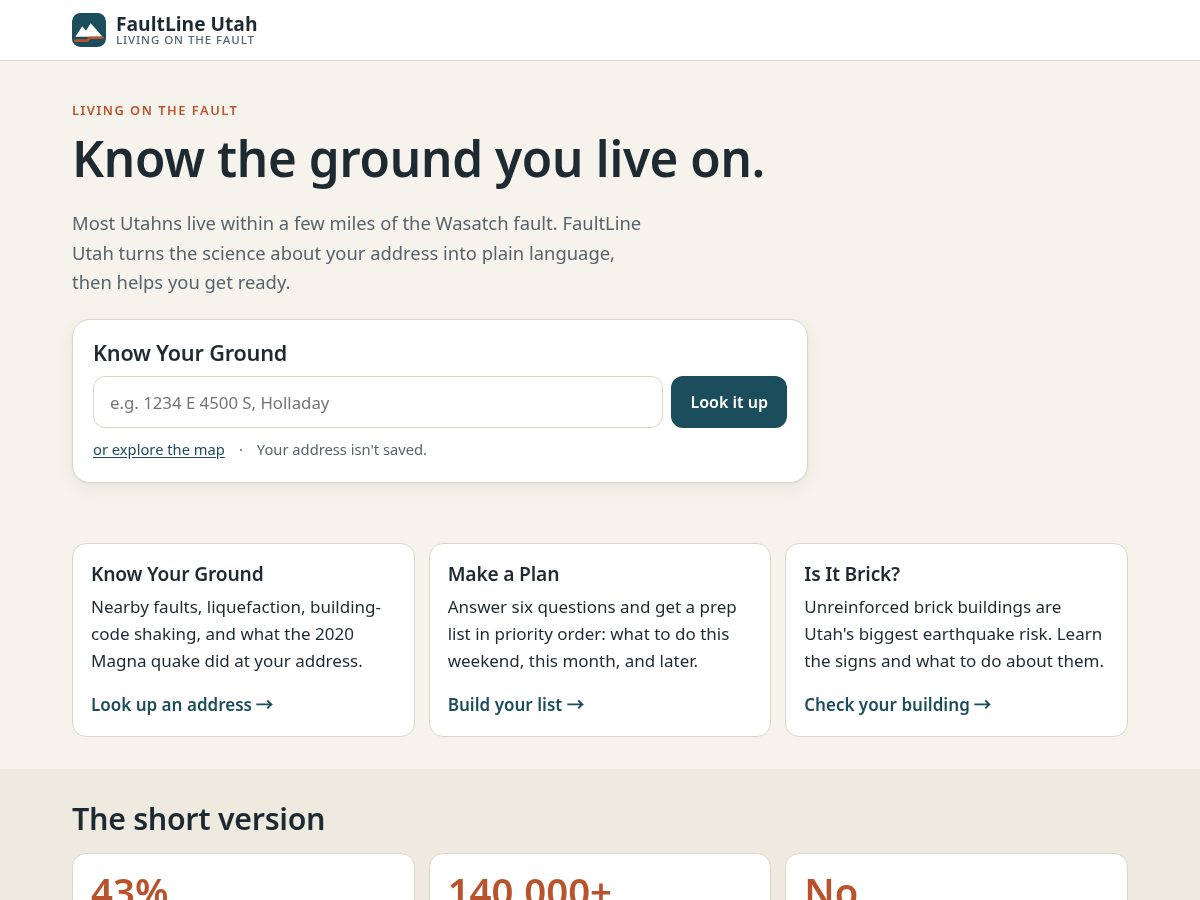 Landing-page snapshot of faultlineutah.com