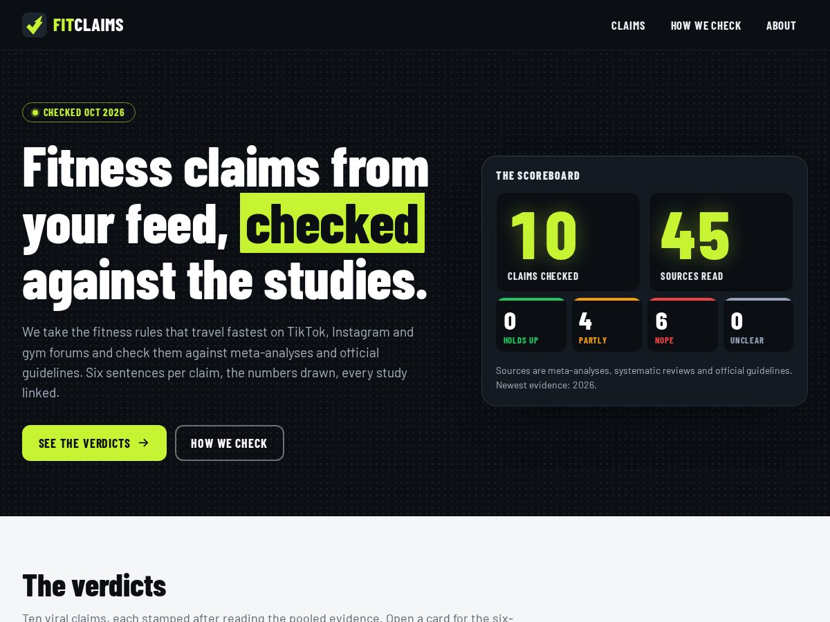 Landing-page snapshot of fitclaims.com
