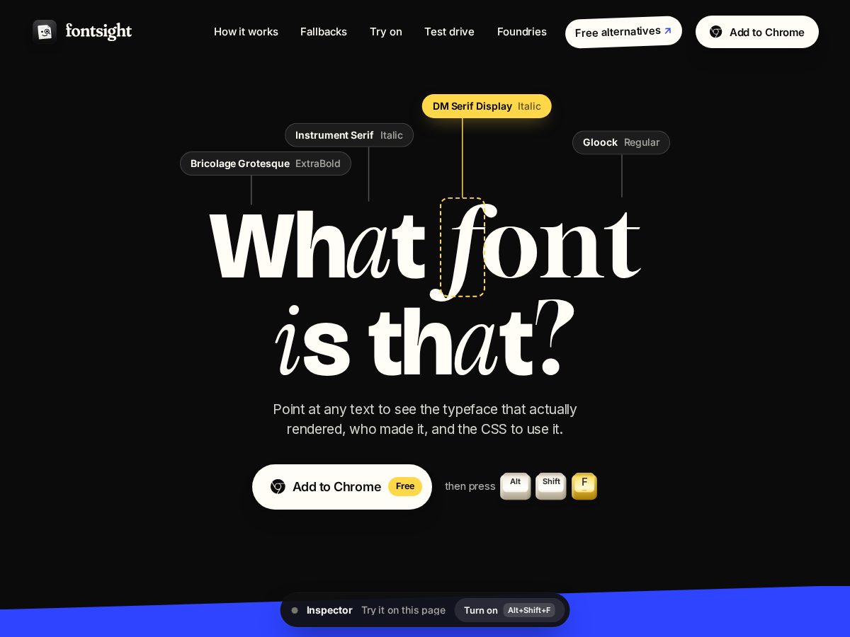 Landing-page snapshot of fontsight.xyz