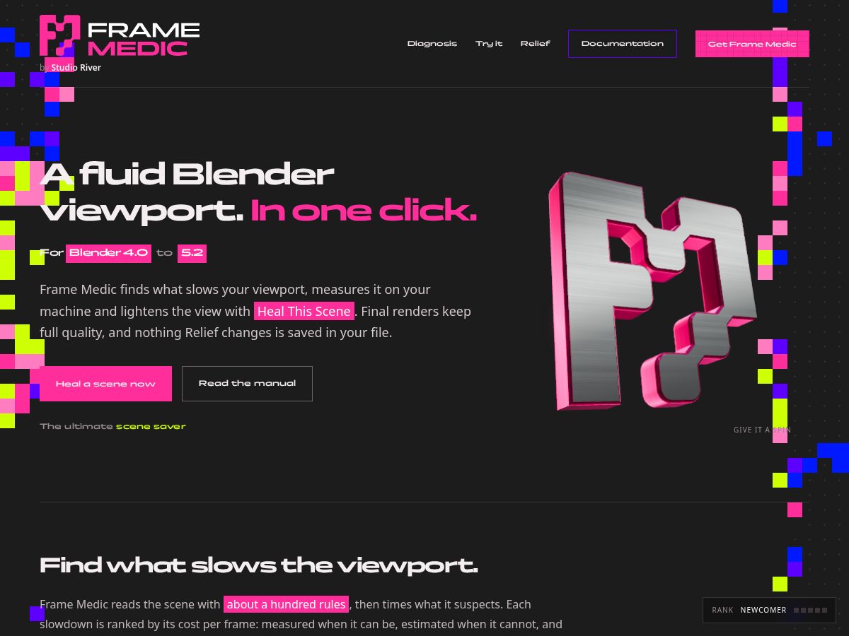 Landing-page snapshot of framemedic.com