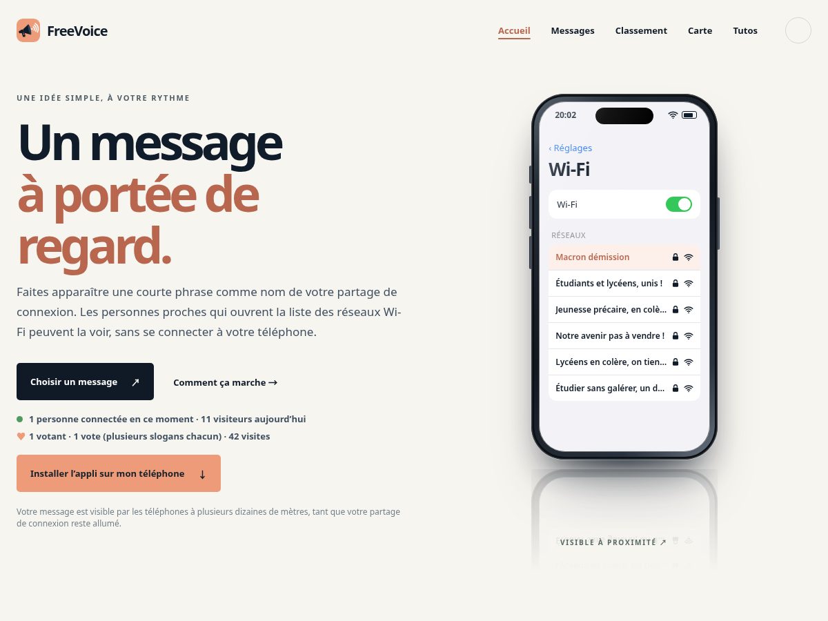 Landing-page snapshot of freevoice.social