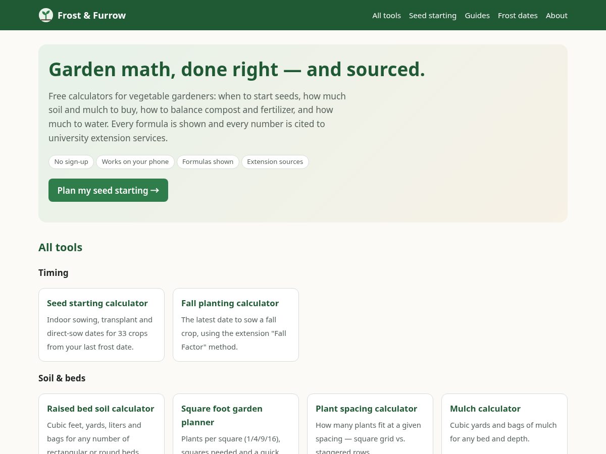 Landing-page snapshot of frostandfurrow.com