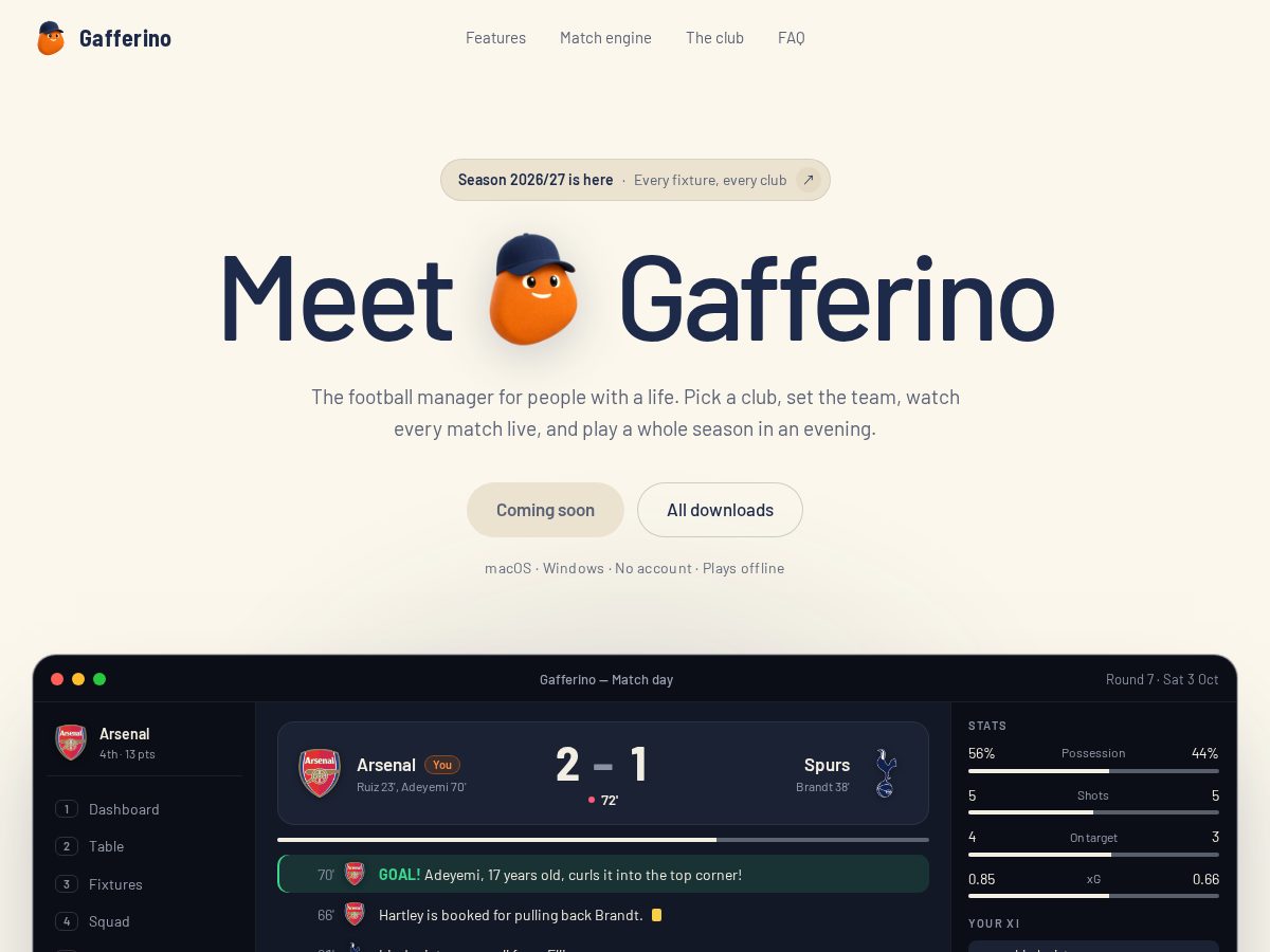 Landing-page snapshot of gafferino.com