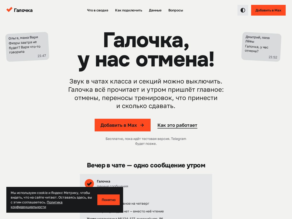 Landing-page snapshot of galochka.site