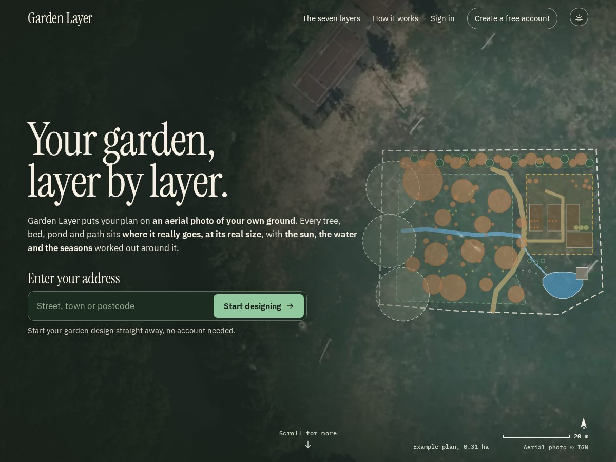 Landing-page snapshot of gardenlayer.com