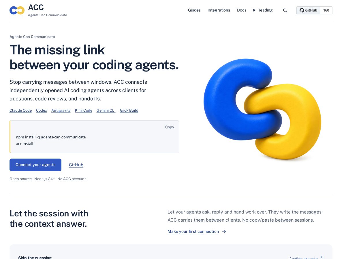 Landing-page snapshot of getacc.dev