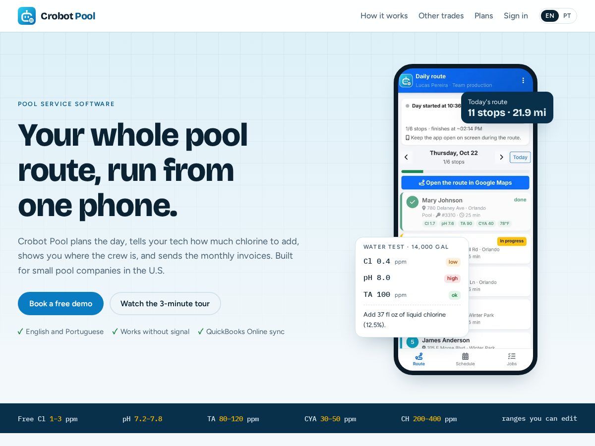 Landing-page snapshot of getcrobot.com