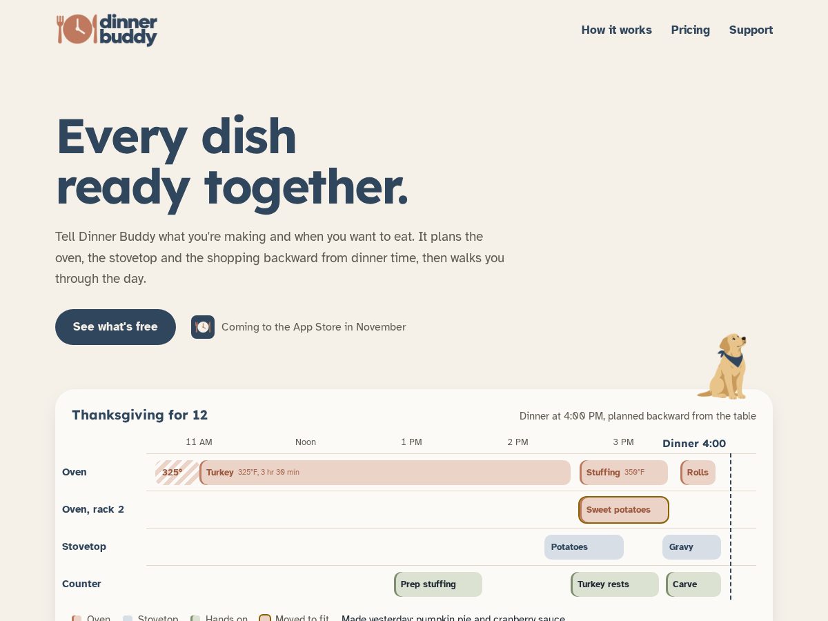 Landing-page snapshot of getdinnerbuddy.com