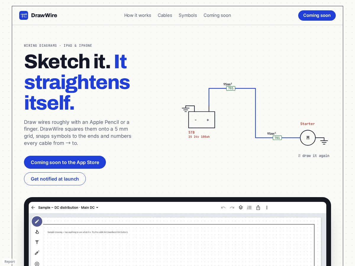 Landing-page snapshot of getdrawwire.com