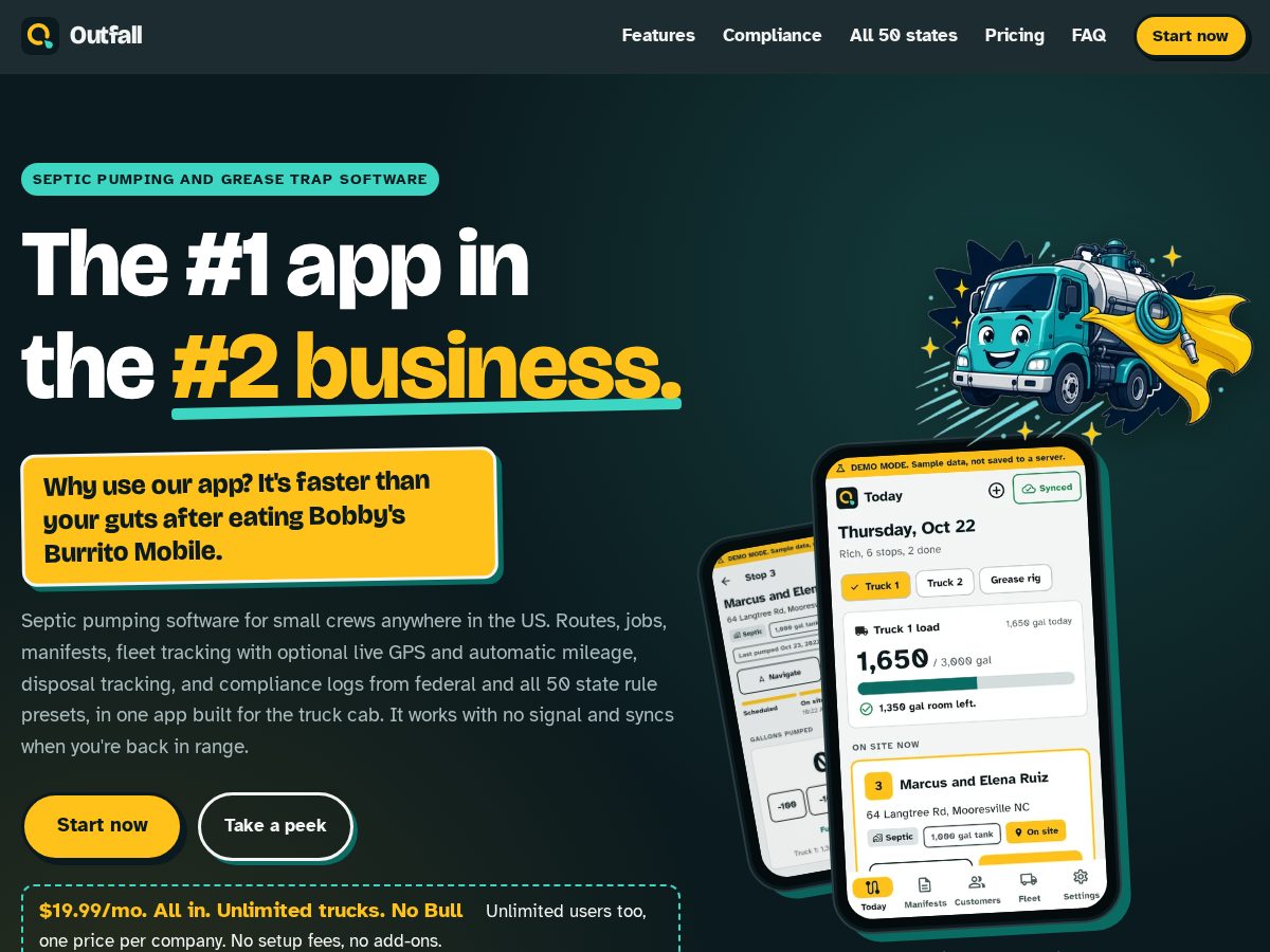 Landing-page snapshot of getoutfall.com
