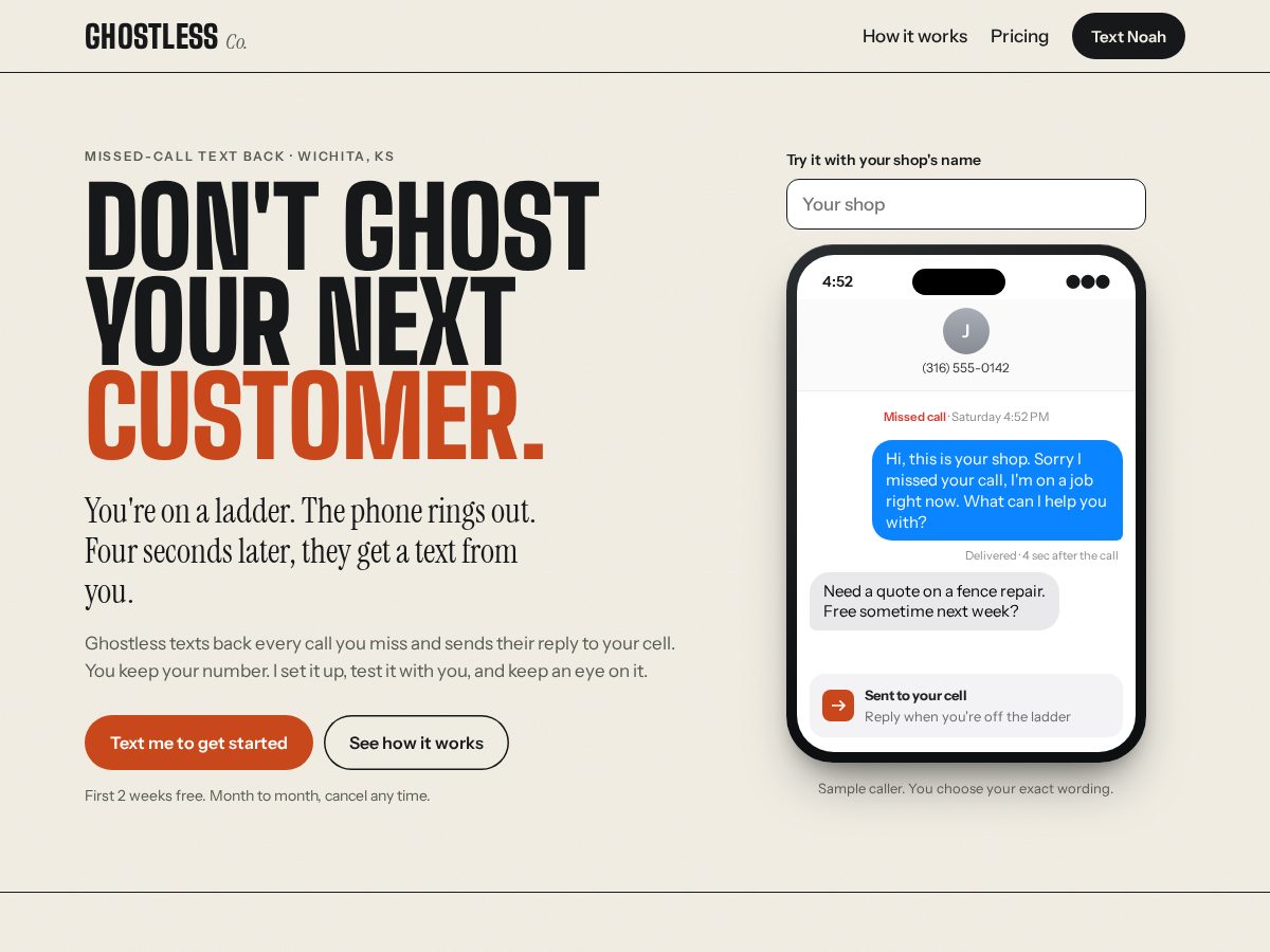 Landing-page snapshot of ghostless.net
