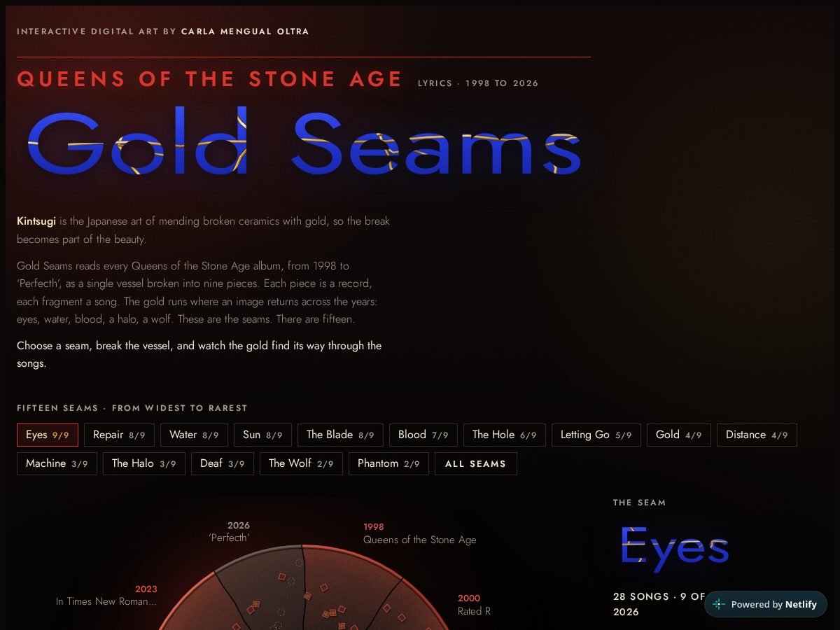Landing-page snapshot of goldseams.art
