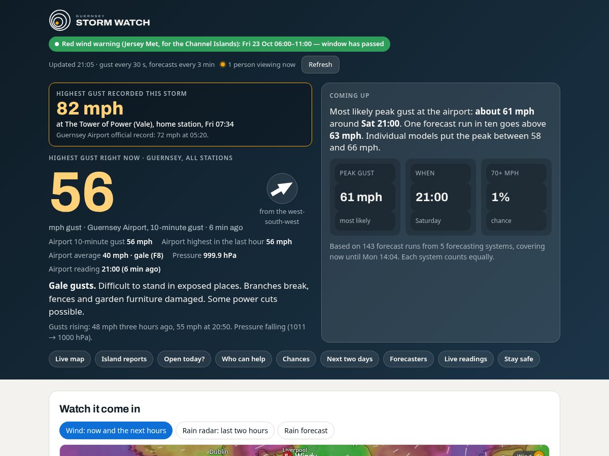 Landing-page snapshot of gsystormwatch.com
