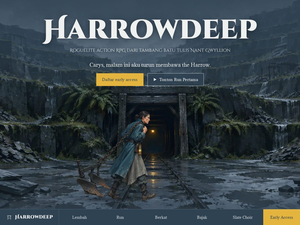 Landing-page snapshot of harrowdeep.com