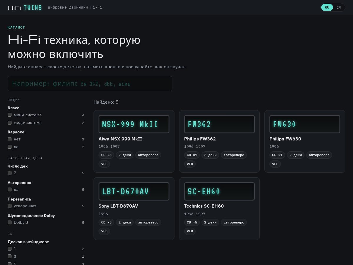 Landing-page snapshot of hifitwins.com