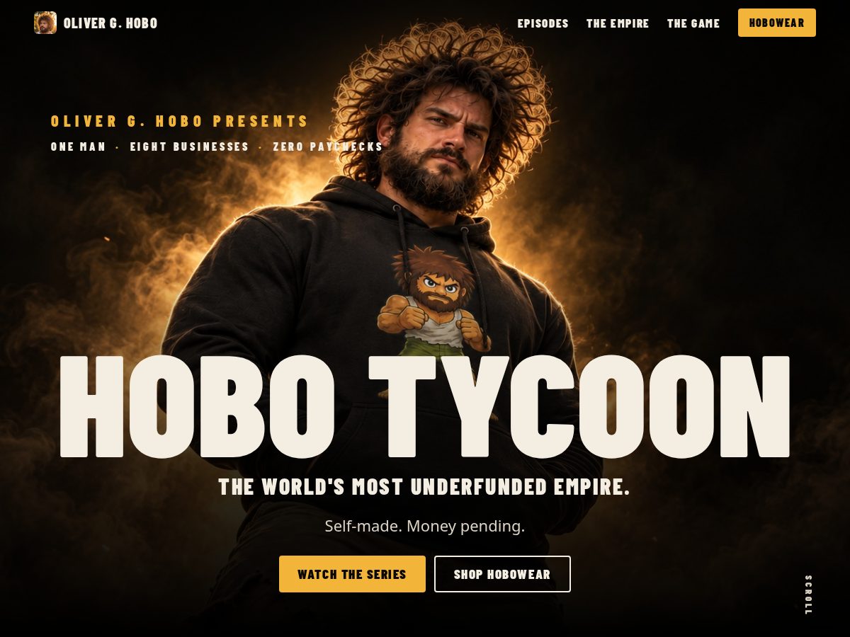 Landing-page snapshot of hobotycoon.com