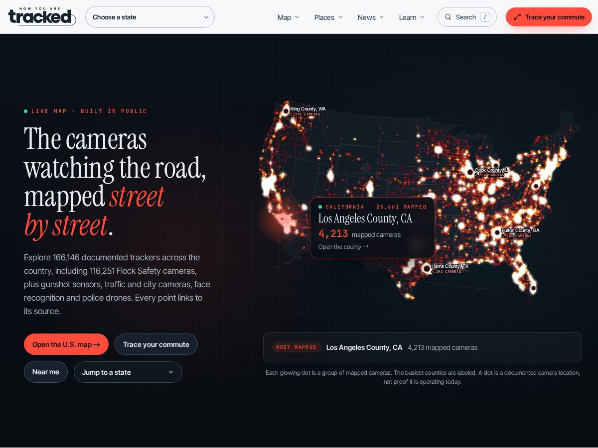 Landing-page snapshot of howyouretracked.org