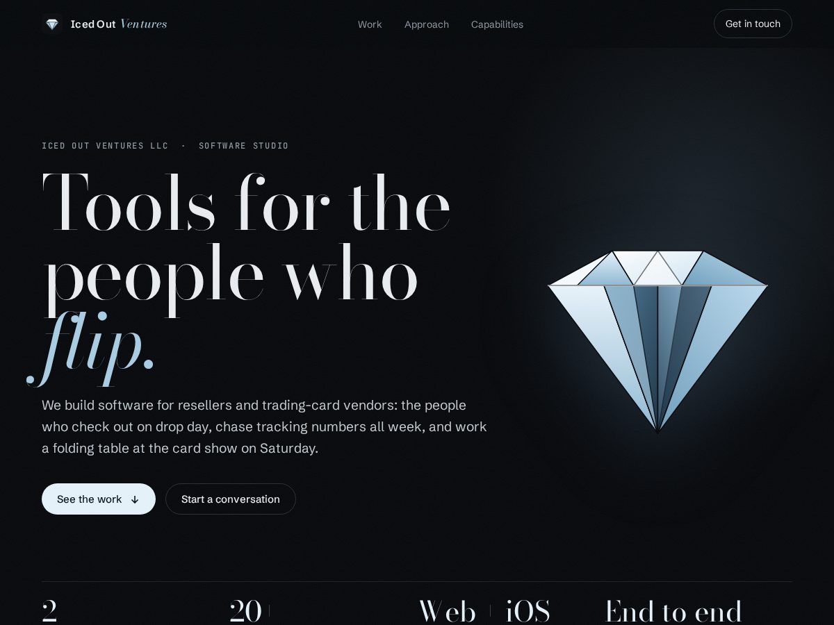 Landing-page snapshot of icedoutventuresllc.com