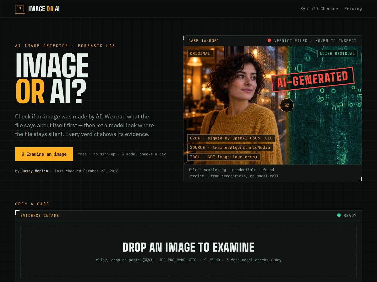 Landing-page snapshot of imageorai.com