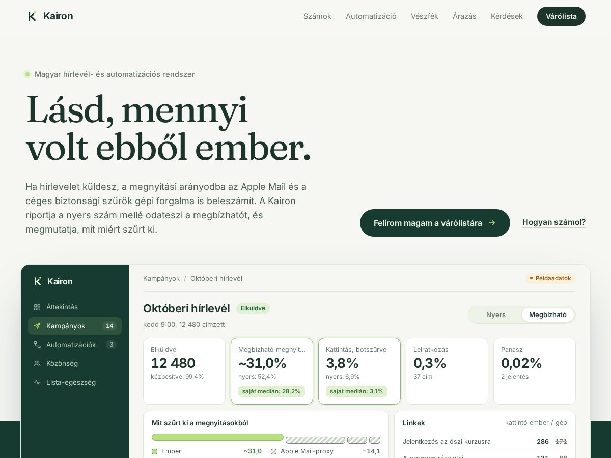 Landing-page snapshot of kairon.email