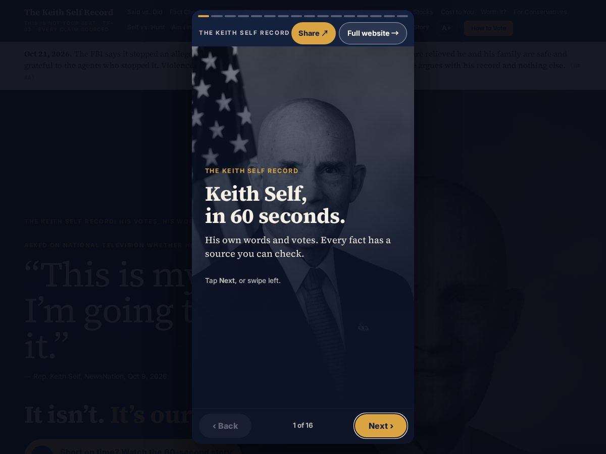 Landing-page snapshot of keithselfrecord.com