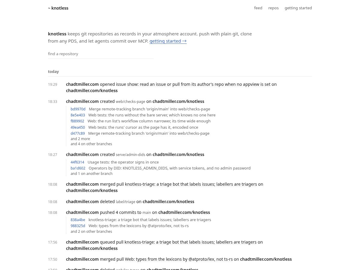 Landing-page snapshot of knotless.dev