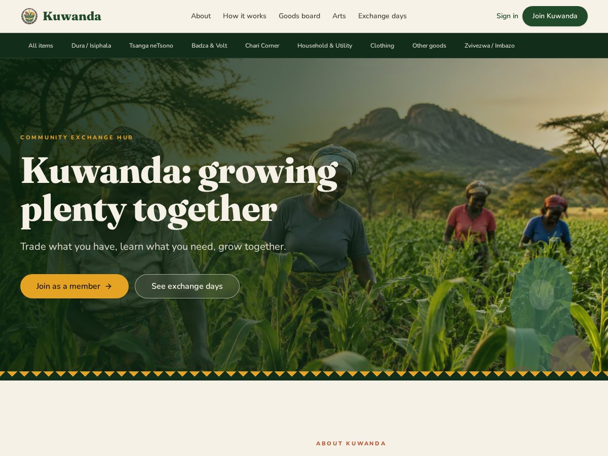 Landing-page snapshot of kuwanda.org