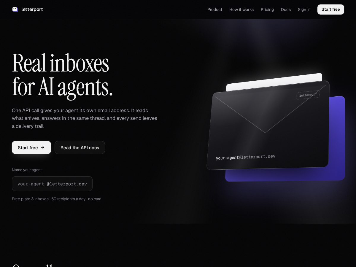 Landing-page snapshot of letterport.dev