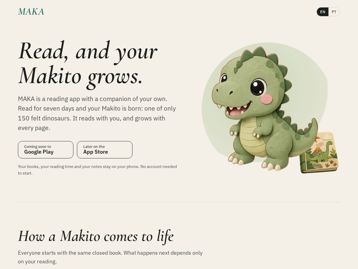 Landing-page snapshot of makareads.com