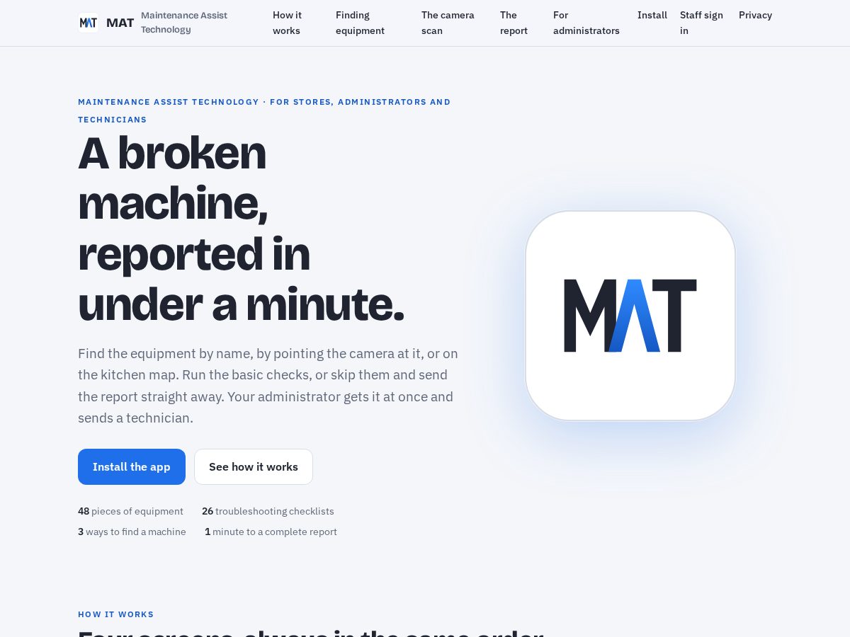 Landing-page snapshot of matechnol.com