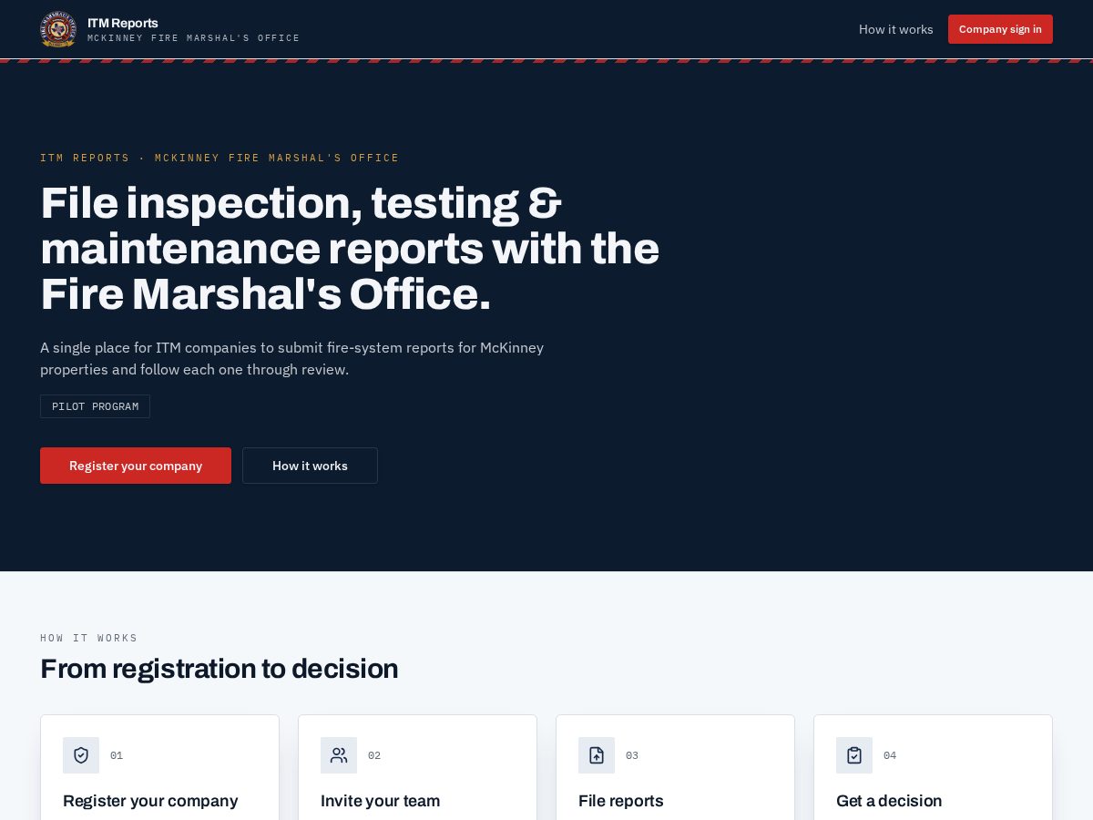 Landing-page snapshot of mckinneyitm.com
