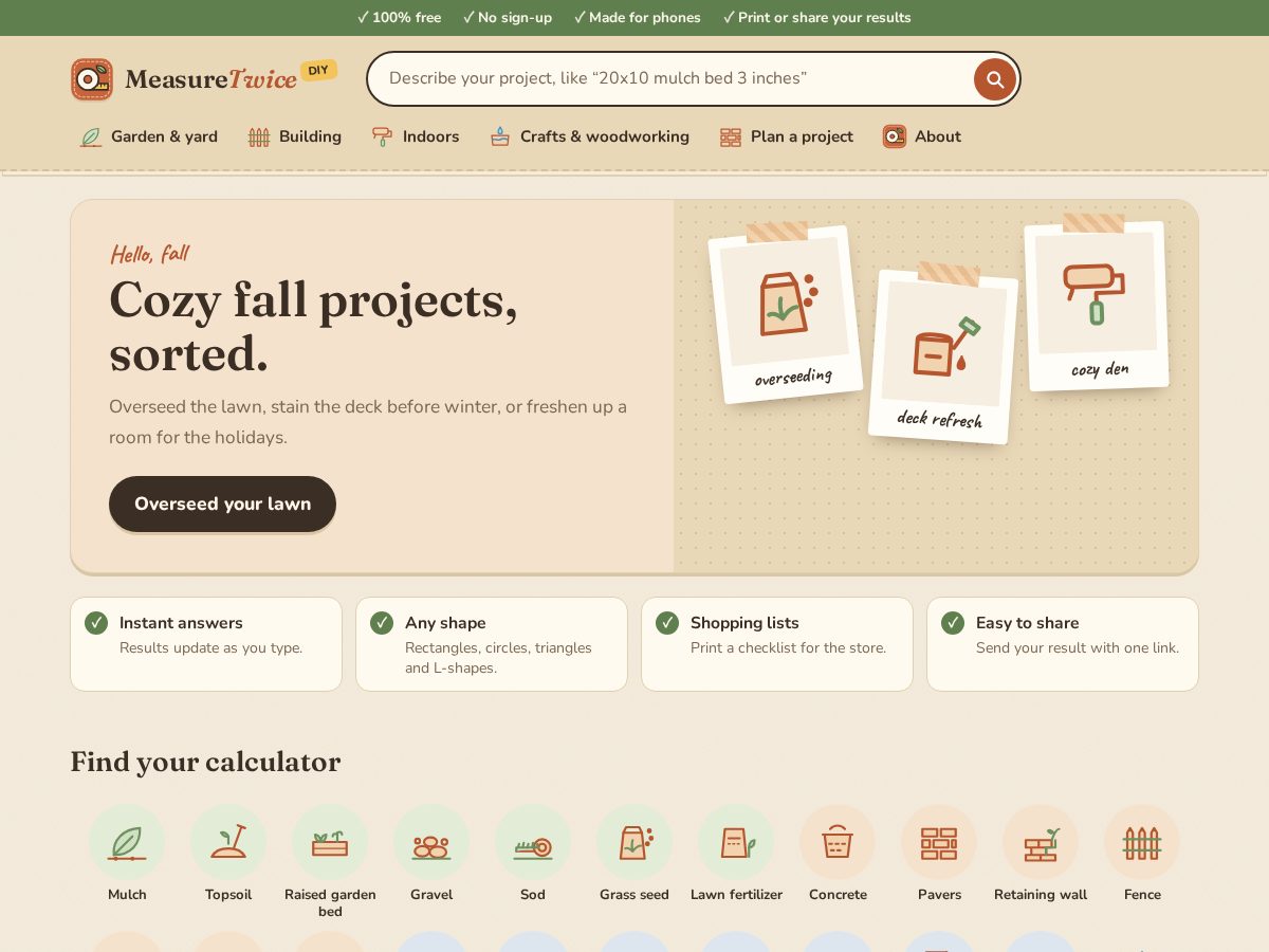 Landing-page snapshot of measuretwicediy.com