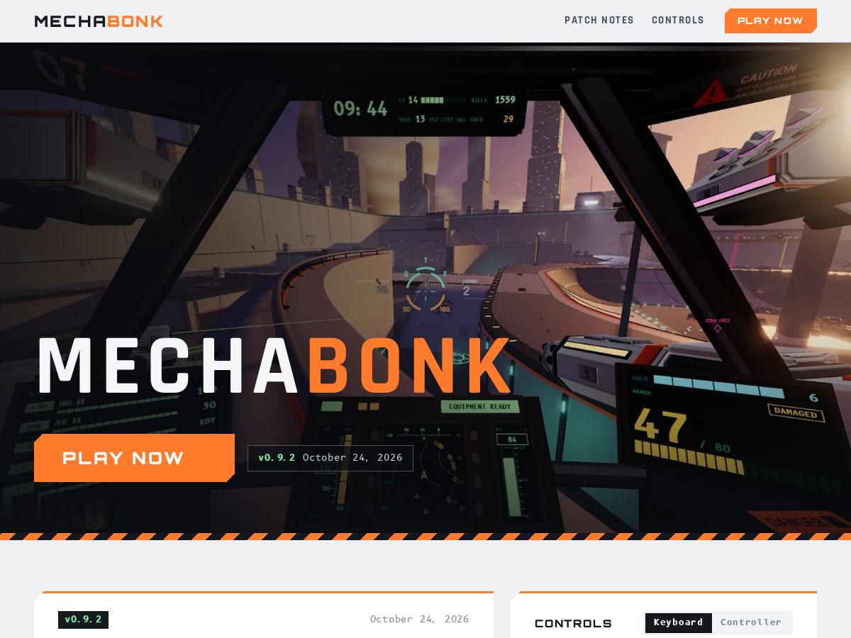 Landing-page snapshot of mechabonk.com