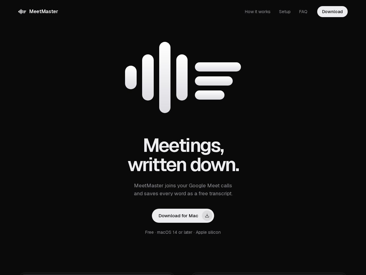 Landing-page snapshot of meetmaster.site