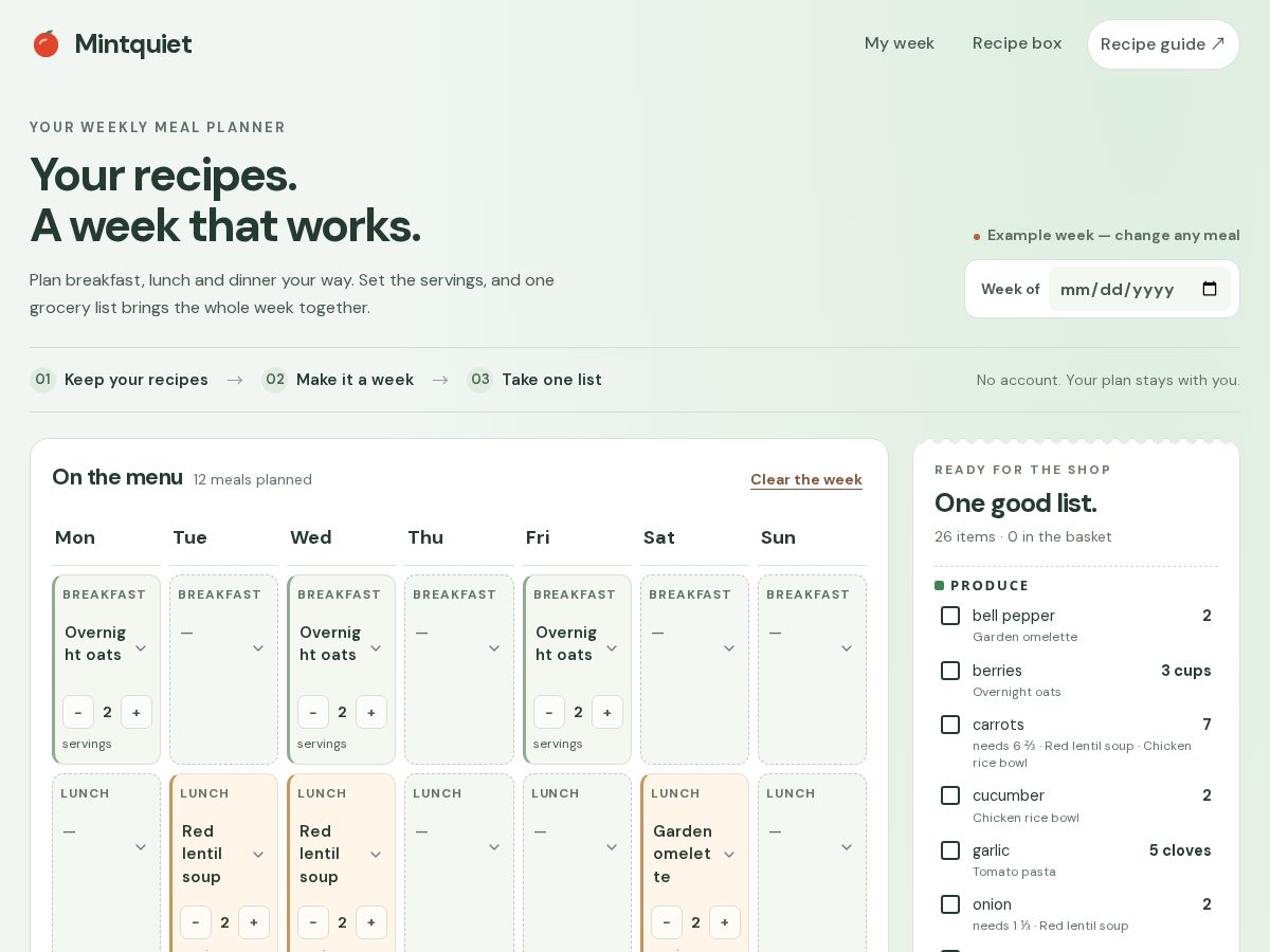 Landing-page snapshot of mintquiet.com