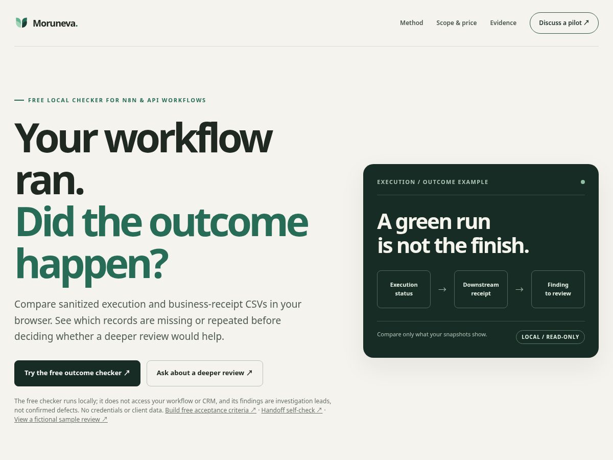 Landing-page snapshot of moruneva.com