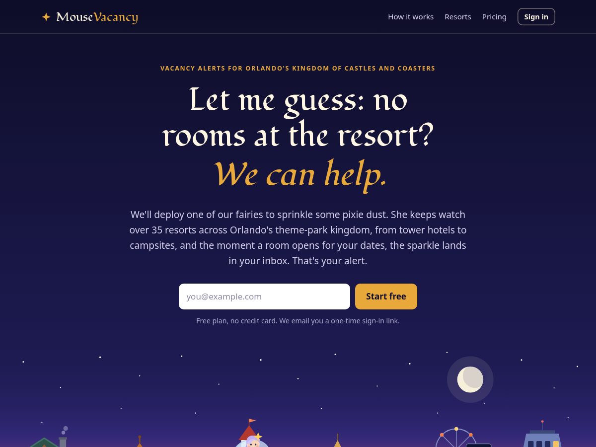 Landing-page snapshot of mousevacancy.com