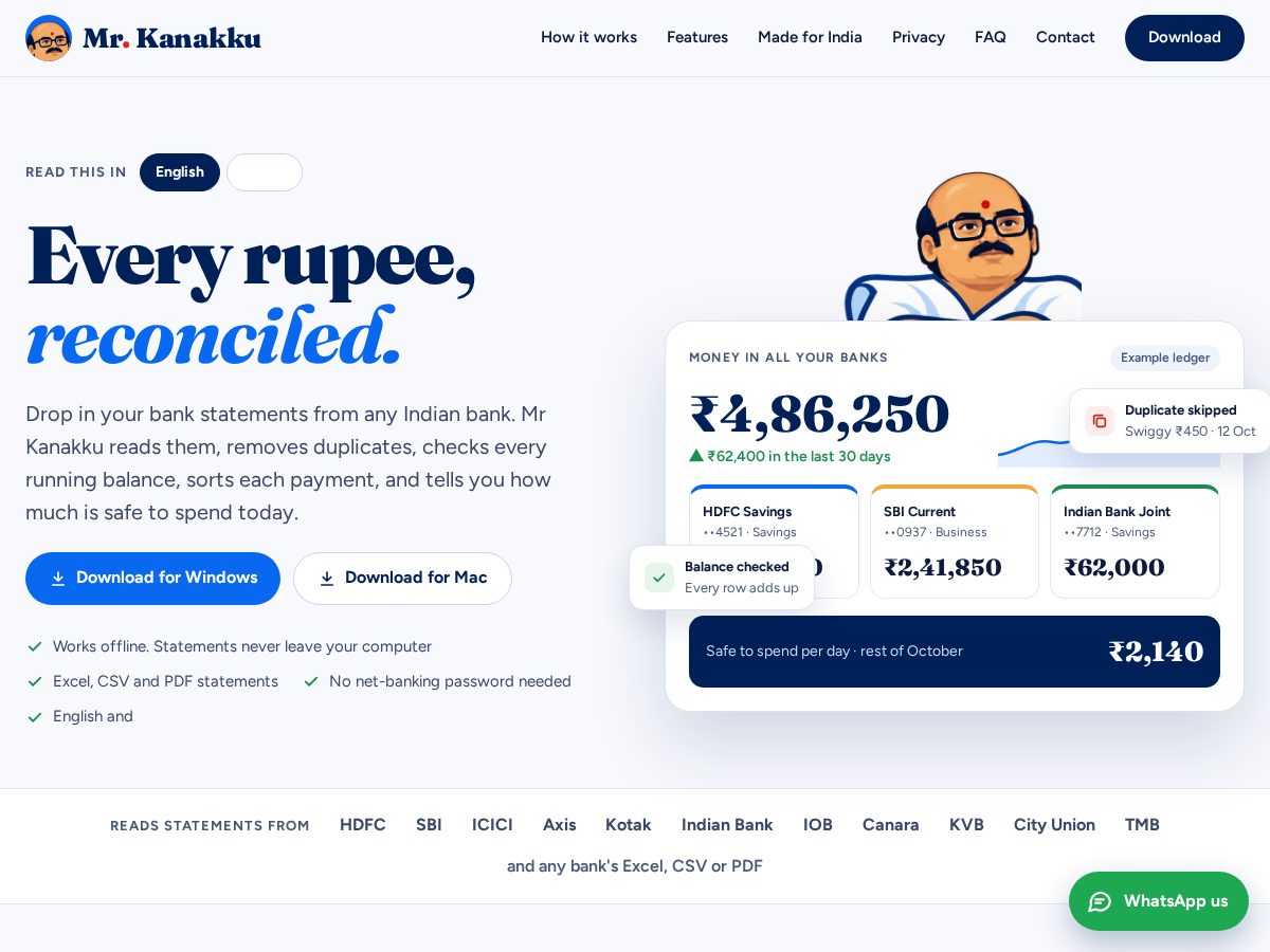 Landing-page snapshot of mrkanakku.com