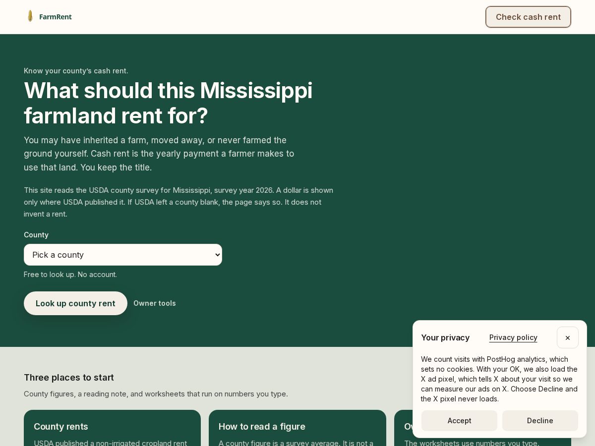Landing-page snapshot of msfarmrent.com