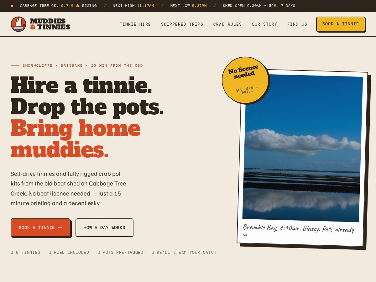 Landing-page snapshot of muddiesandtinnies.com