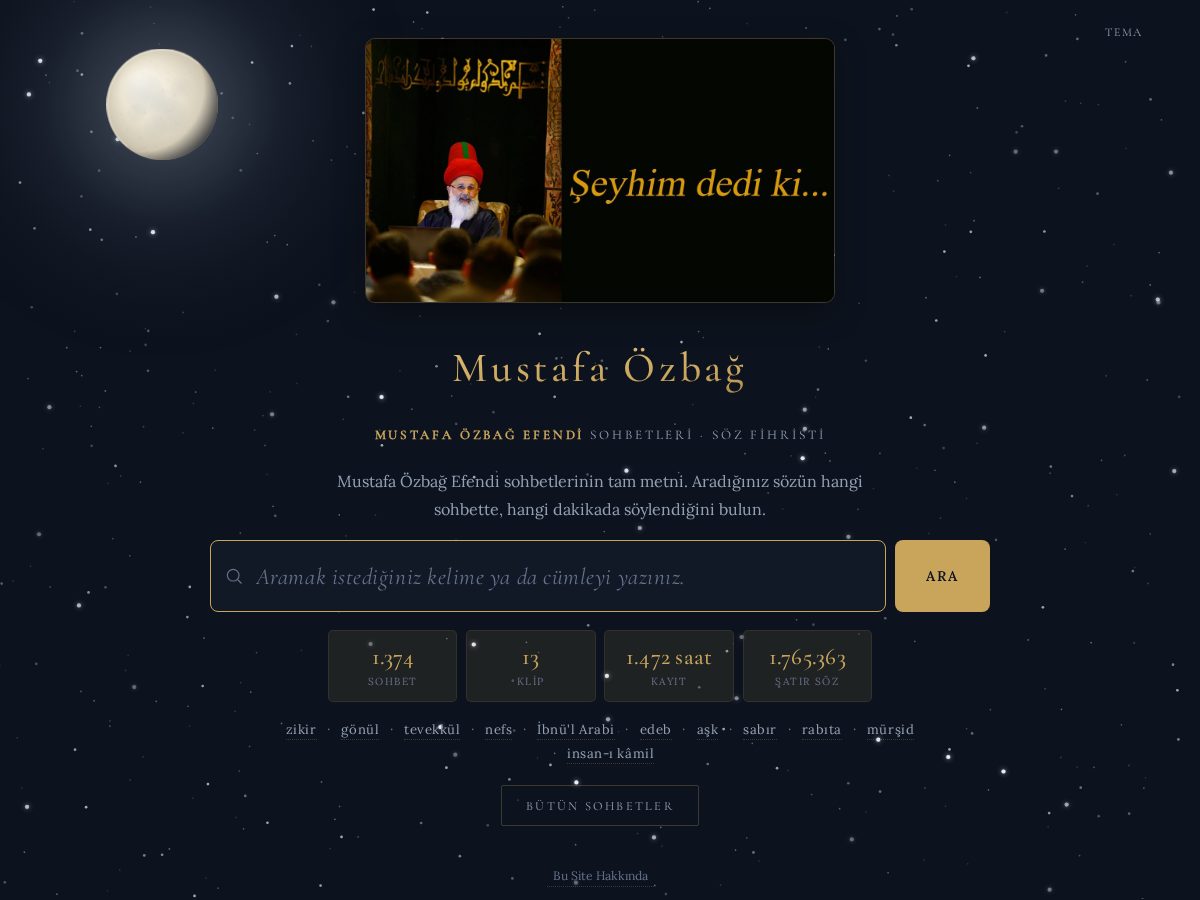Landing-page snapshot of mustafaozbag.org