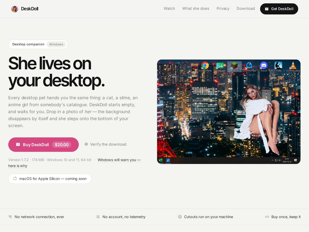 Landing-page snapshot of mydeskdoll.com