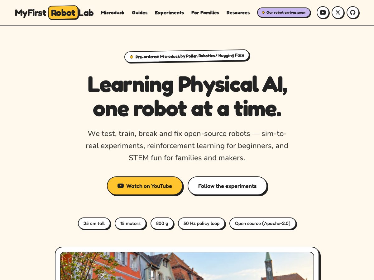 Landing-page snapshot of myfirstrobotlab.com