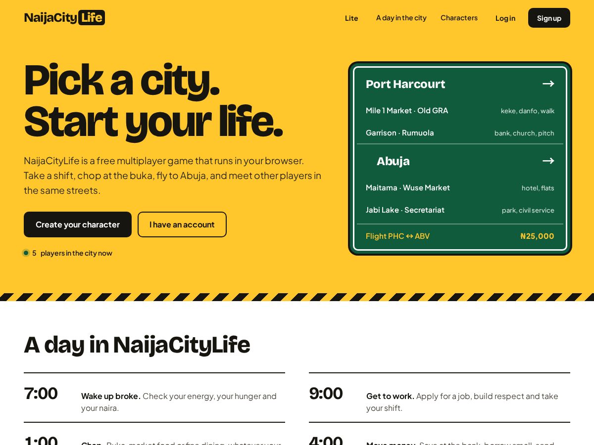 Landing-page snapshot of naijacitylife.com